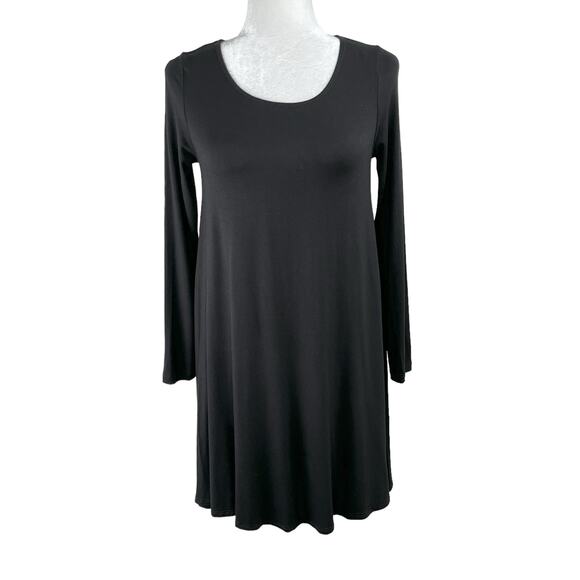 Karen Kane Relaxed Fit Black A-Line Mini Dress Long Sleeve Scoop Neck Petite XS - Picture 3 of 15